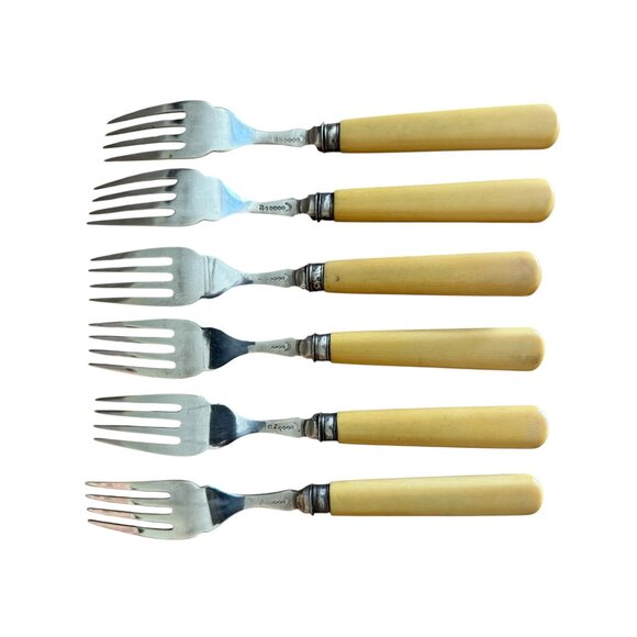 Vintage Fish Seafood Cutlery Set With Lined Box 6 Knives 6 Forks Etched Details - Picture 8 of 16